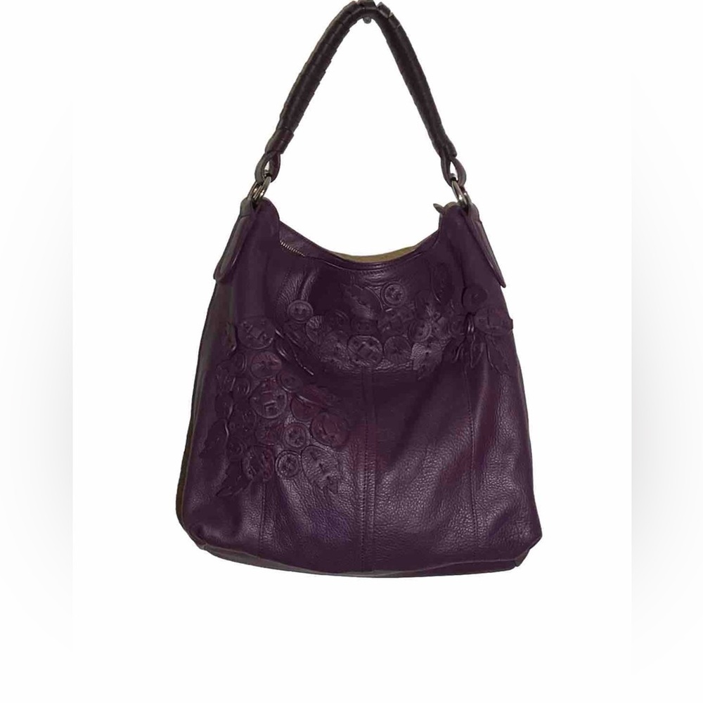 Tosca Blu purple Leather Flower Tote bag